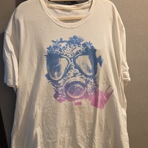 Marc Ecko White Tee with Blue and Pink Graphic